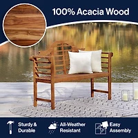 Jonathan Y Lutyens Arched Acacia Wood Outdoor Garden Patio Bench