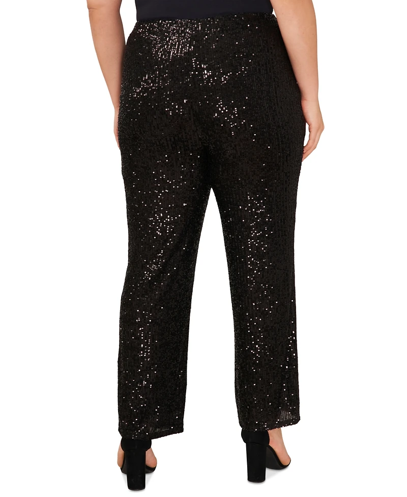 Vince Camuto Plus Sequined Pull-On Flare Pants