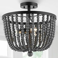 Jonathan Y Drift Wood Bead Bohemian Farmhouse Iron Led Semi Flush Mount