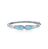 Sterling Silver Double Teardrop Larimar Bangle