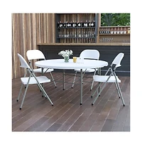 Emma+Oliver 5-Foot Round Bi-Fold Plastic Folding Table With Carrying Handle