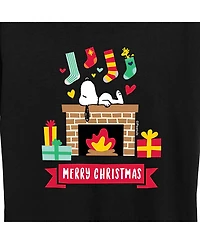 Trendy Plus Snoopy Fireplace Merry Christmas Graphic T-shirt