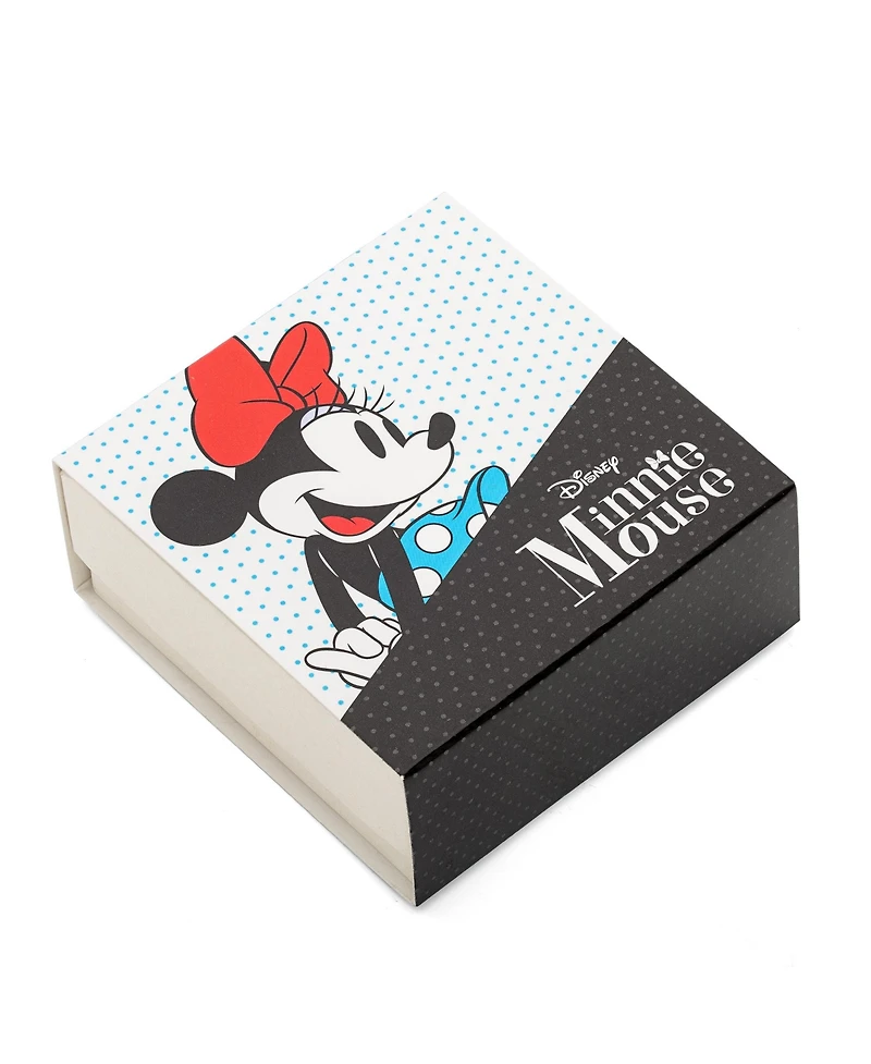Disney Womens Minnie Mouse Silver Plated Cubic Zirconia Necklace, 16+2"