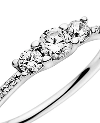 Pandora Cubic Zirconia Timeless Clear Three-Stone Ring