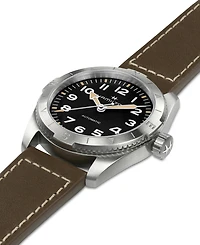 Hamilton Women's Swiss Automatic Khaki Field Expedition Green Leather Strap Watch 37mm