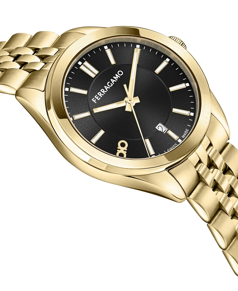 Salvatore Ferragamo Men's Swiss Classic Gold Ion-Plated Stainless Steel Bracelet Watch 42mm