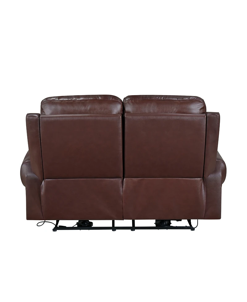 White Label Florentina 61" Leather Match Power with Power Headrests Double Reclining Love Seat