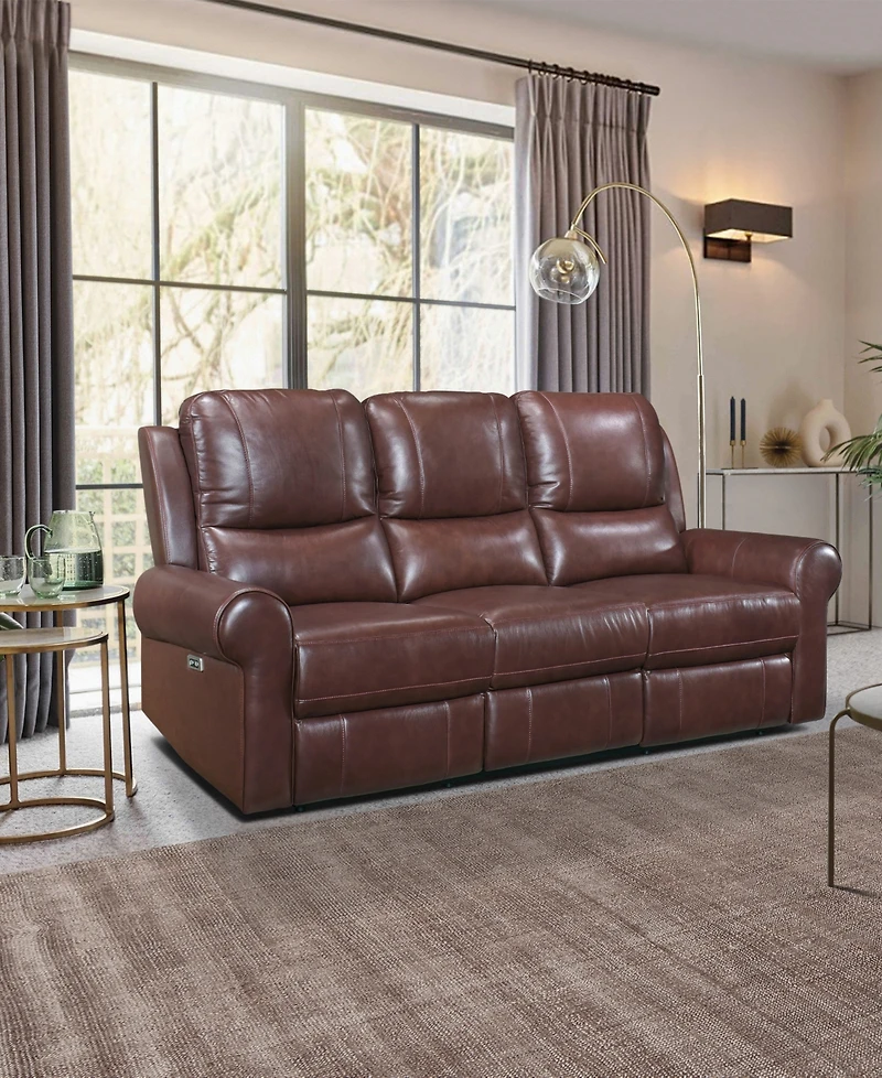 White Label Florentina 82" Leather Match Power with Power Headrests Double Reclining Sofa
