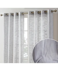 Hlc.me Madison Faux Linen Textured Semi Sheer Privacy Sun Light Filtering Transparent Window Grommet Long Thick Curtains Drapery Panels for Bedroom