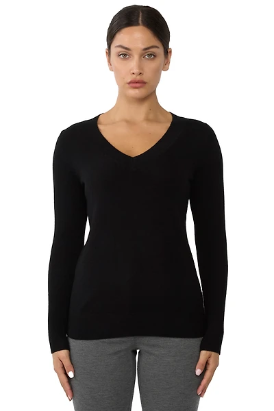 Jennie Liu Women's 100% Pure Cashmere Long Sleeve Ava V Neck Pullover Sweater