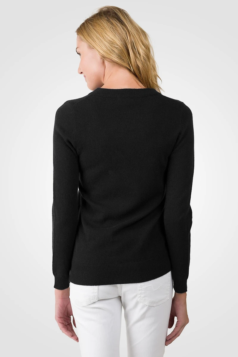 Jennie Liu Women's 100% Pure Cashmere Long Sleeve Crew Neck Pullover Sweater