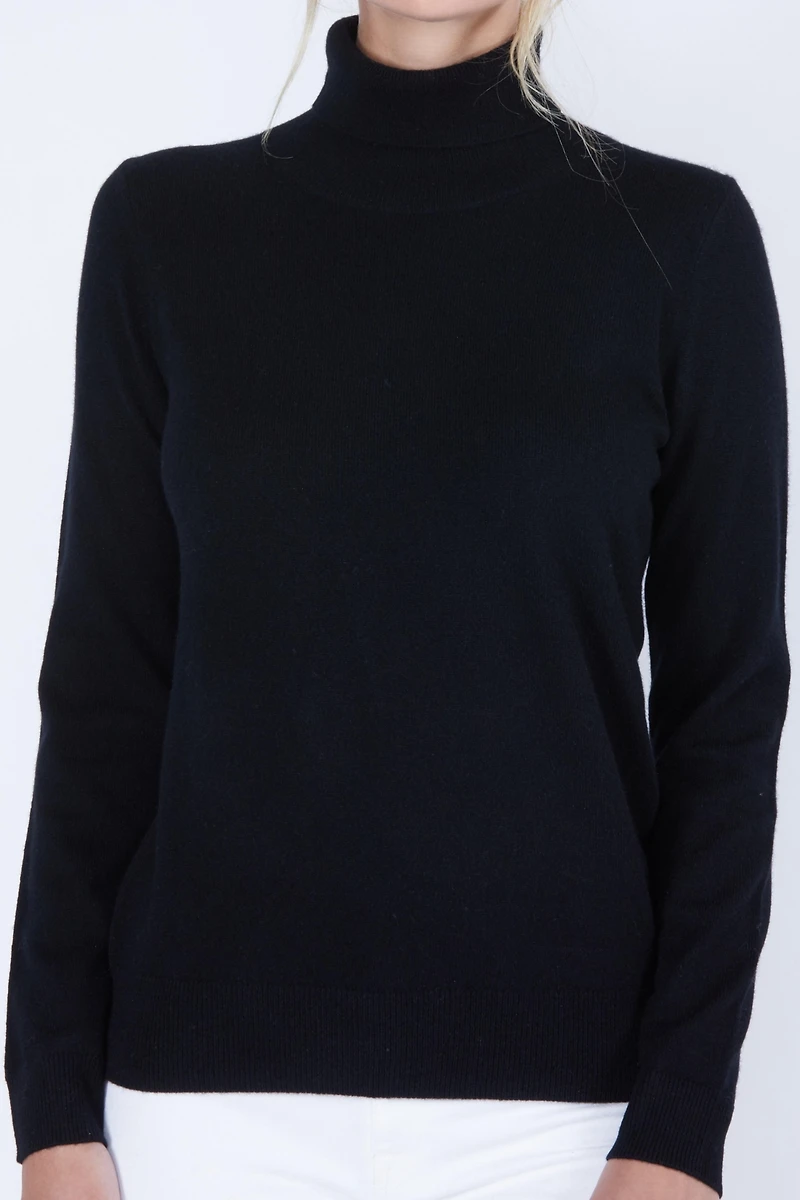 Jennie Liu Women's 100% Pure Cashmere Long Sleeve Turtleneck Pullover Sweater