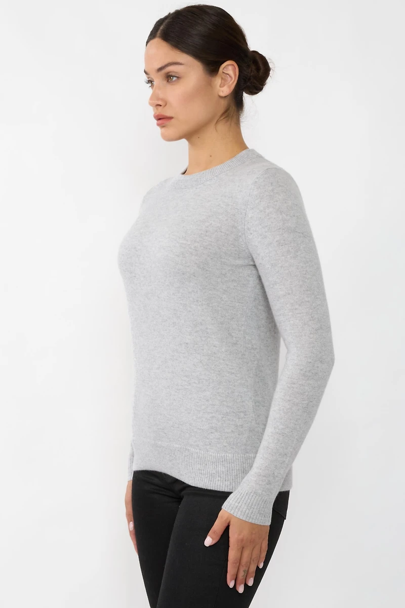 Jennie Liu Women's 100% Pure Cashmere Long Sleeve Crew Neck Pullover Sweater