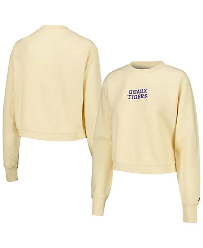 Women's League Collegiate Wear Cream Lsu Tigers Timber Cropped Pullover Sweatshirt