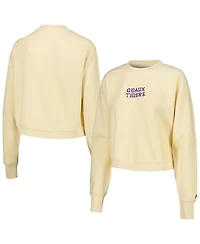 Women's League Collegiate Wear Cream Lsu Tigers Timber Cropped Pullover Sweatshirt