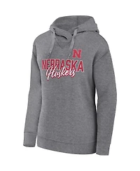 Women's Fanatics Heather Gray Nebraska Huskers Script Favorite Pullover Hoodie