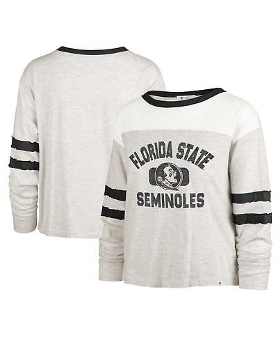 Women's '47 Brand Oatmeal Distressed Florida State Seminoles All Class Lena Long Sleeve T-shirt
