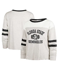 Women's '47 Brand Oatmeal Distressed Florida State Seminoles All Class Lena Long Sleeve T-shirt