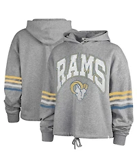 Women's '47 Brand Heather Gray Distressed Los Angeles Rams Upland Bennett Pullover Hoodie