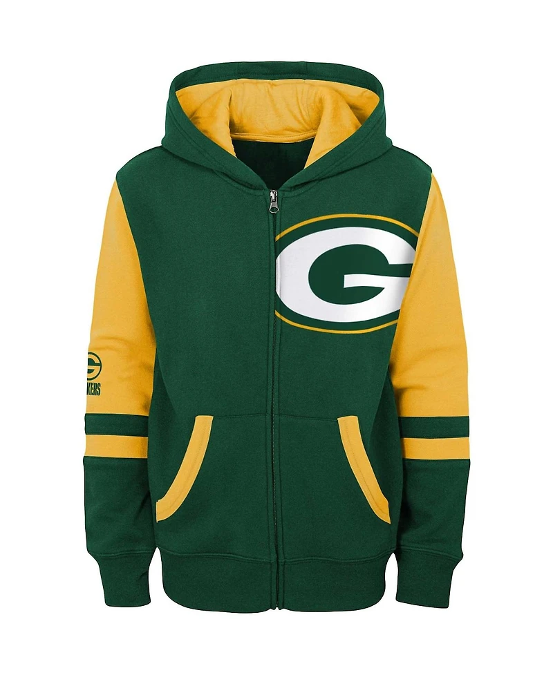 Big Boys Green Bay Packers Colorblock Full-Zip Hoodie