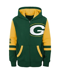 Big Boys Green Bay Packers Colorblock Full-Zip Hoodie