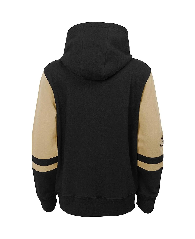 Big Boys Black New Orleans Saints Colorblock Full-Zip Hoodie
