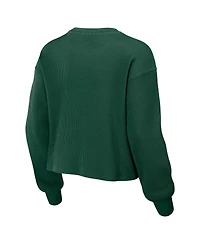 Women's Wear by Erin Andrews Green Distressed Green Green Bay Packers Waffle Knit Long Sleeve T-shirt and Shorts Lounge Set