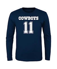 Big Boys Micah Parsons Navy Dallas Cowboys Mainliner Player Name and Number Long Sleeve T-shirt