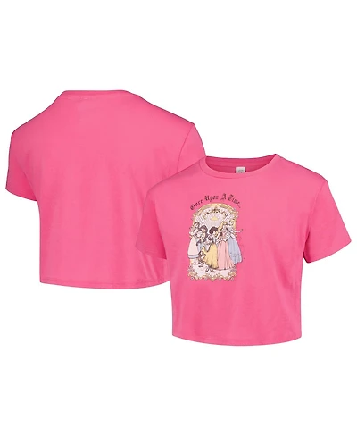 Big Girls Mad Engine Pink Distressed Disney Princess Vintage-Like Cropped T-shirt