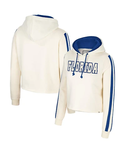 Women's Colosseum Cream Florida Gators Perfect Date Cropped Pullover Hoodie
