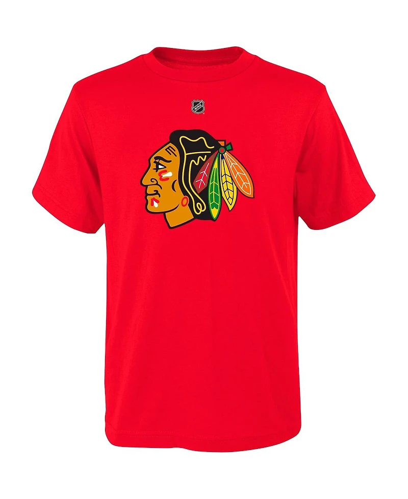 Big Boys Connor Bedard Red Chicago Blackhawks Name and Number T-shirt