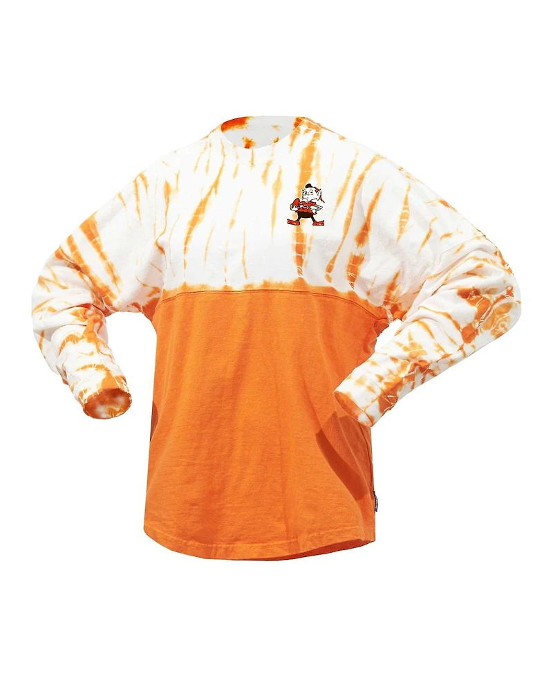 Women's Fanatics Orange Distressed Cleveland Browns Vintage-Like Bamboo Spirit Jersey Long Sleeve T-shirt