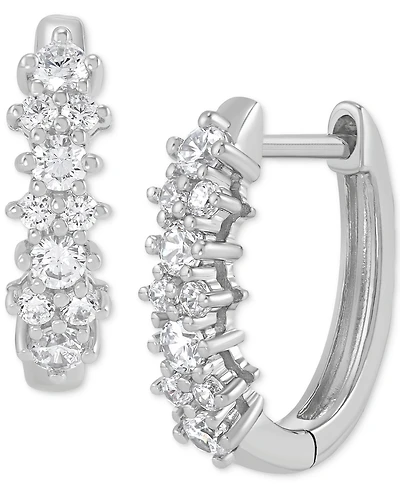 Lab Grown Small Diamond Hoop Earrings (1/2 ct. t.w.) in Sterling Silver or 14k Gold-Plated Sterling Silver