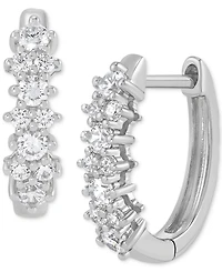 Lab Grown Small Diamond Hoop Earrings (1/2 ct. t.w.) in Sterling Silver or 14k Gold-Plated Sterling Silver