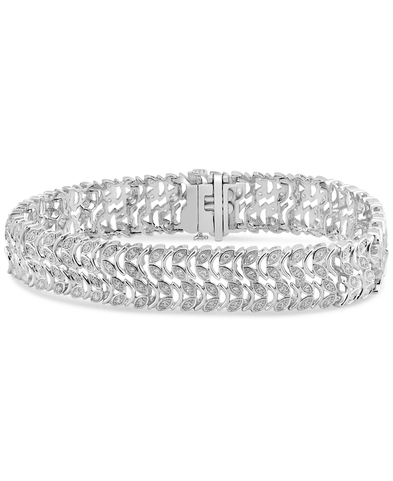 Diamond Leaf-Inspired Link Bracelet (1 ct. t.w.) in Sterling Silver