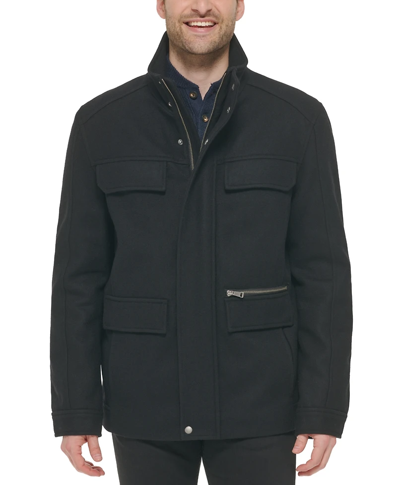 Cole Haan Men's Melton Wool Multi-Pocket Field Coat
