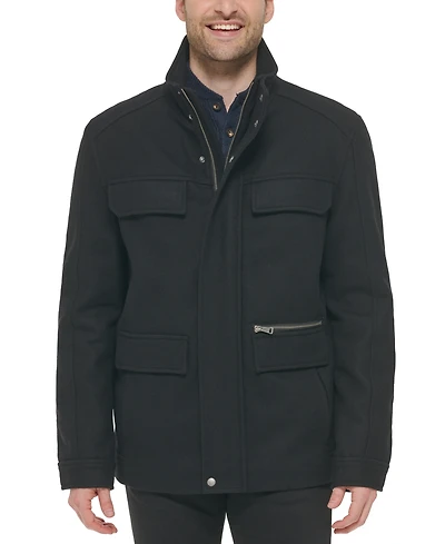 Cole Haan Men's Melton Wool Multi-Pocket Field Coat