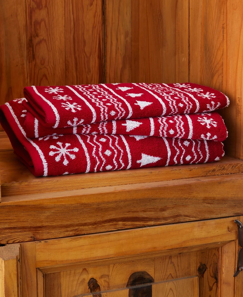 Skl Home Fair Isle Jacquard Cotton 2 Piece Hand Towel Set