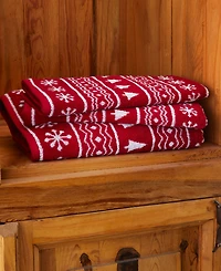 Skl Home Fair Isle Jacquard Cotton 2 Piece Hand Towel Set