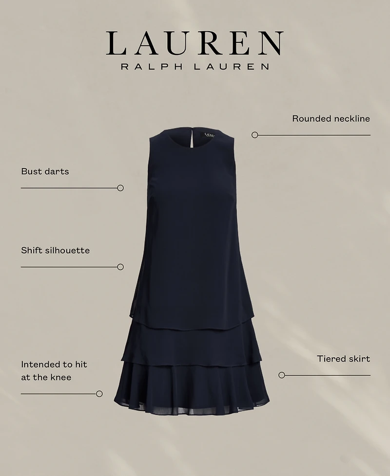 Lauren Ralph Women's Crinkle Georgette Shift Dress