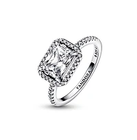 Pandora Cubic Zirconia Timeless Rectangular Sparkling Halo Ring