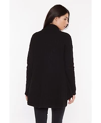 Jennie Liu Women's 100% Pure Cashmere 4-ply Cable-knit Drape-front Open Cardigan Sweater
