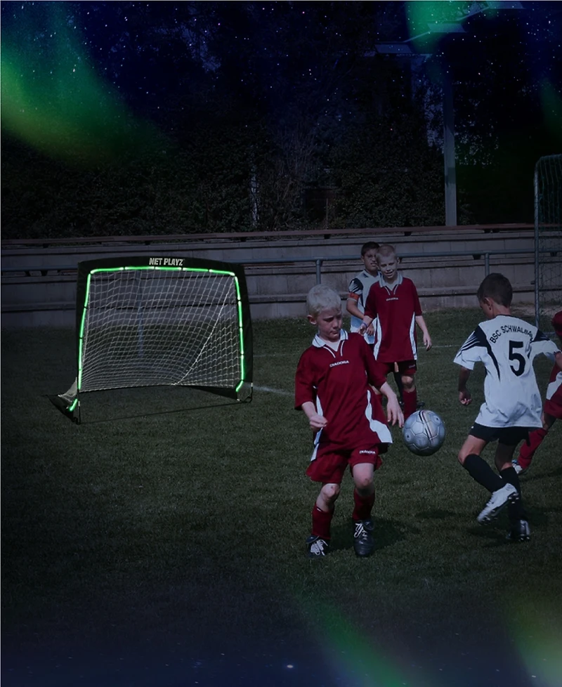 Net Playz Backyard Soccer Goal, Light Up Soccer Goals Gift, Glow in The Dark, Portable Pop-up Football Goals for Kids Teens Youth