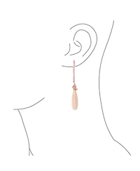 Bling Jewelry Boho Wire Wrap Cluster Bead Accent Linear Elongated Fish Hook Soft Light Pink Natural Tourmaline Long Teardrop Chandelier Dangle Earring