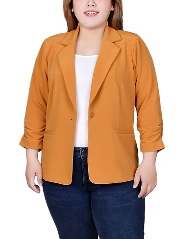 Ny Collection Plus Size 3/4 Sleeve Knit Ottoman Jacket