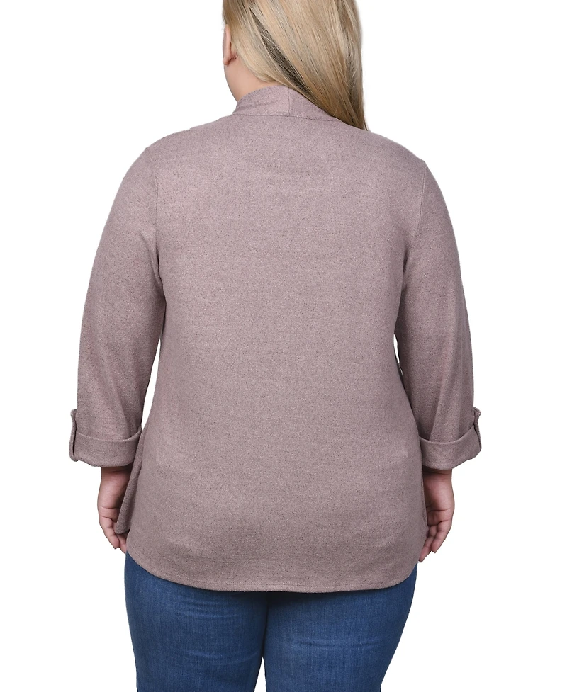 Ny Collection Plus Size 3/4 Sleeve Two in One Top