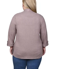 Ny Collection Plus Size 3/4 Sleeve Two in One Top