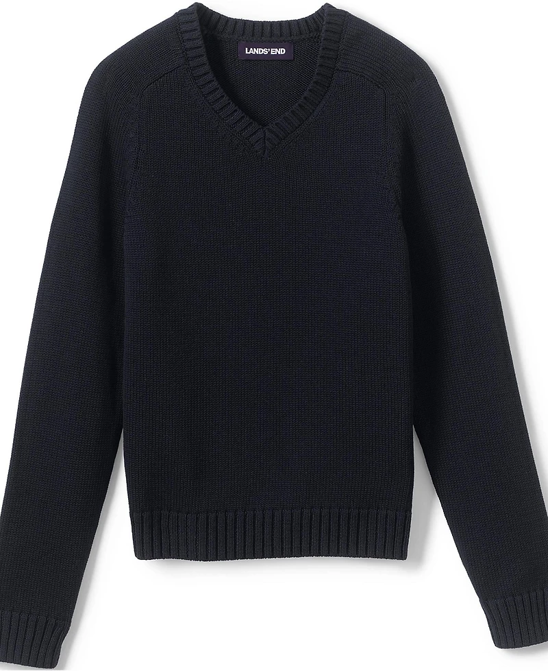 Lands' End Child School Uniform Kids Cotton Modal V-neck Sweater