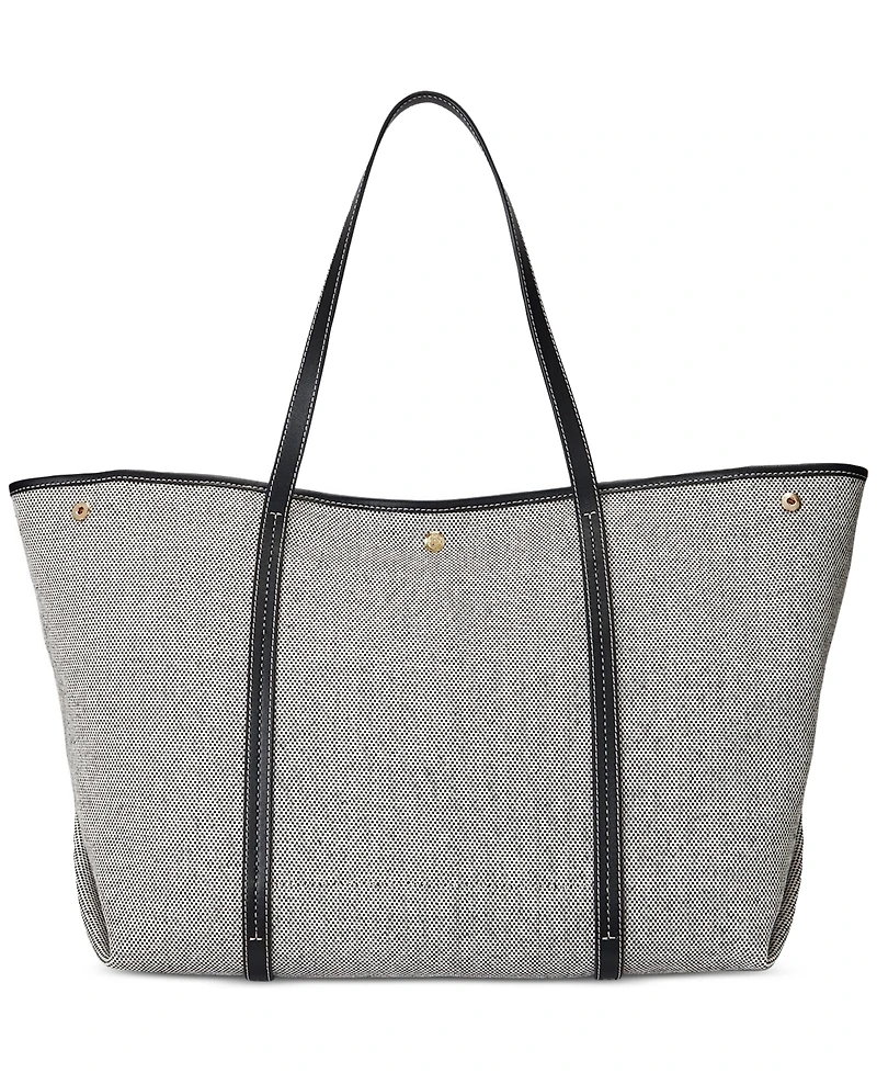 Lauren Ralph Emerie Canvas and Leather Extra Large Tote