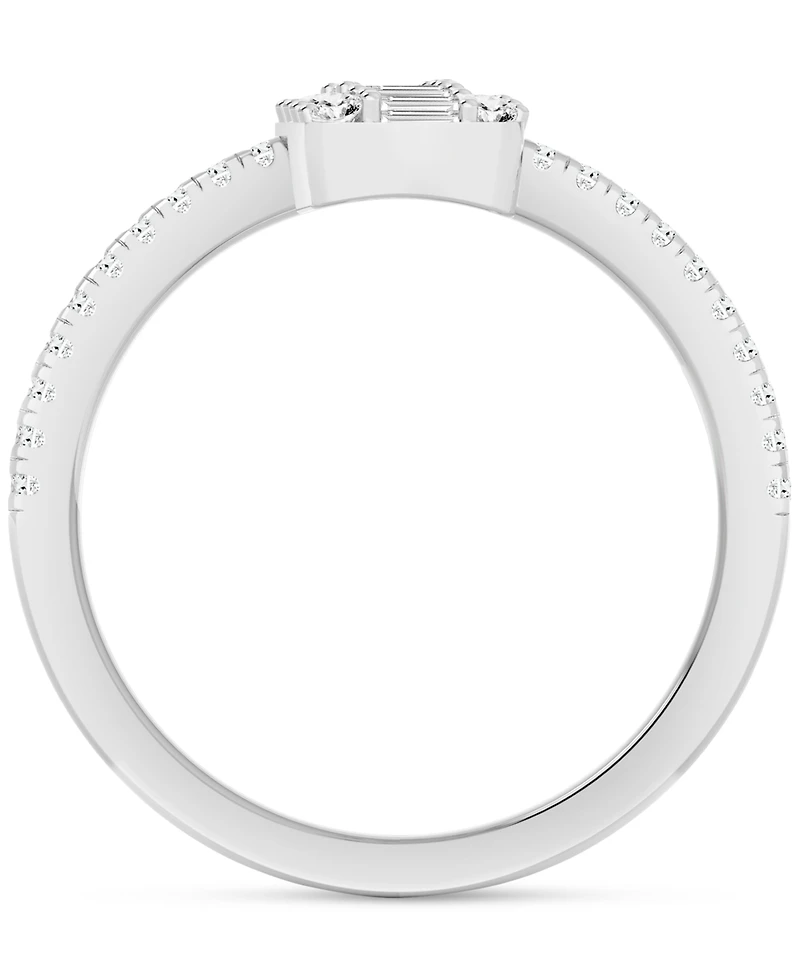 Diamond Round & Baguette Coil Ring (1/2 ct. t.w.) in 14k White Gold